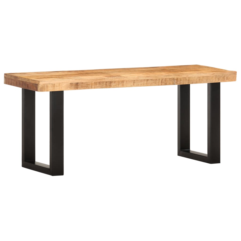 Sitzbank mit Naturkanten 110 cm Akazie Massivholz und Stahl