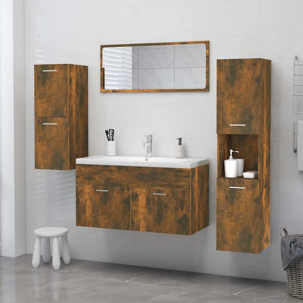 Badezimmerschrank Weiß 30x30x130 cm Holzwerkstoff