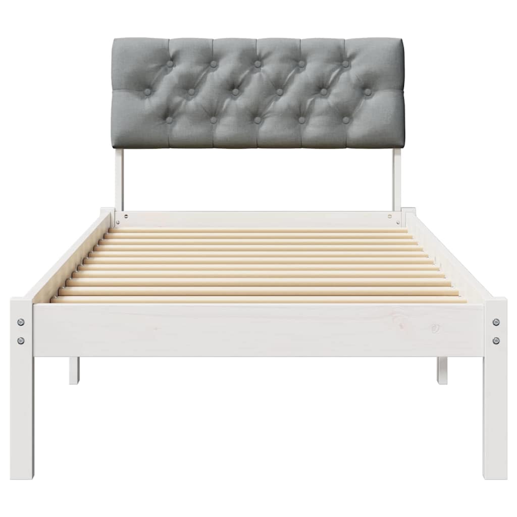Bettgestell Braun und hellgrau 200 x 200 cm Massivholz Kiefer
