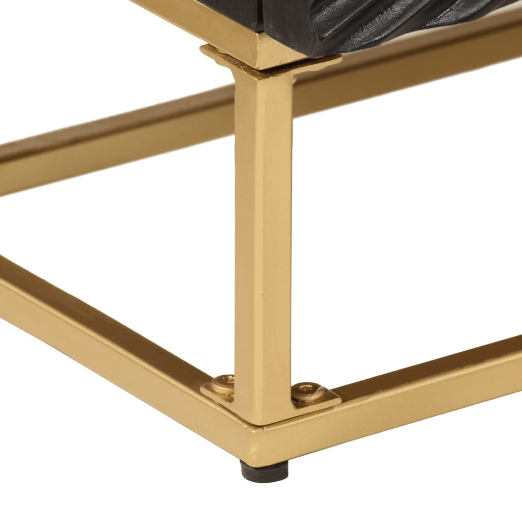 Nachttisch Schwarz 40x30x50 cm Massivholz Mango und Eisen