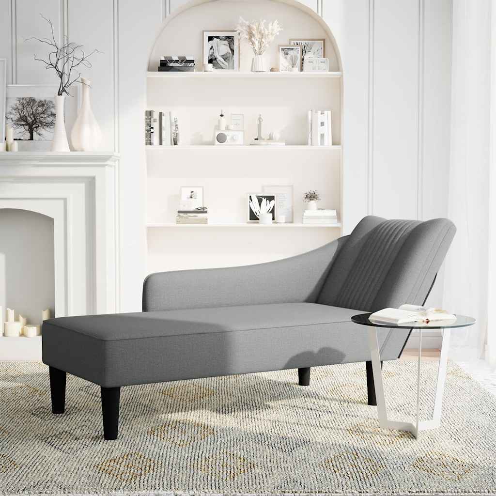 Chaiselongue mit Rechter Armlehne Hellgrau Stoff