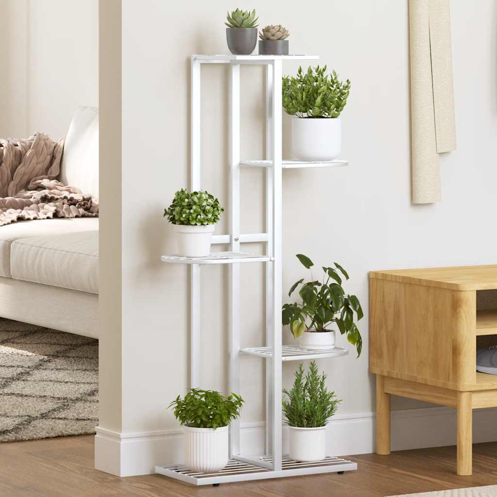 Blumenständer 5-Etagen 43x22x98 cm Weiß Metall