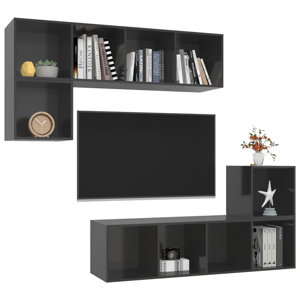 4-tlg. TV-Schrank-Set Weiß Holzwerkstoff