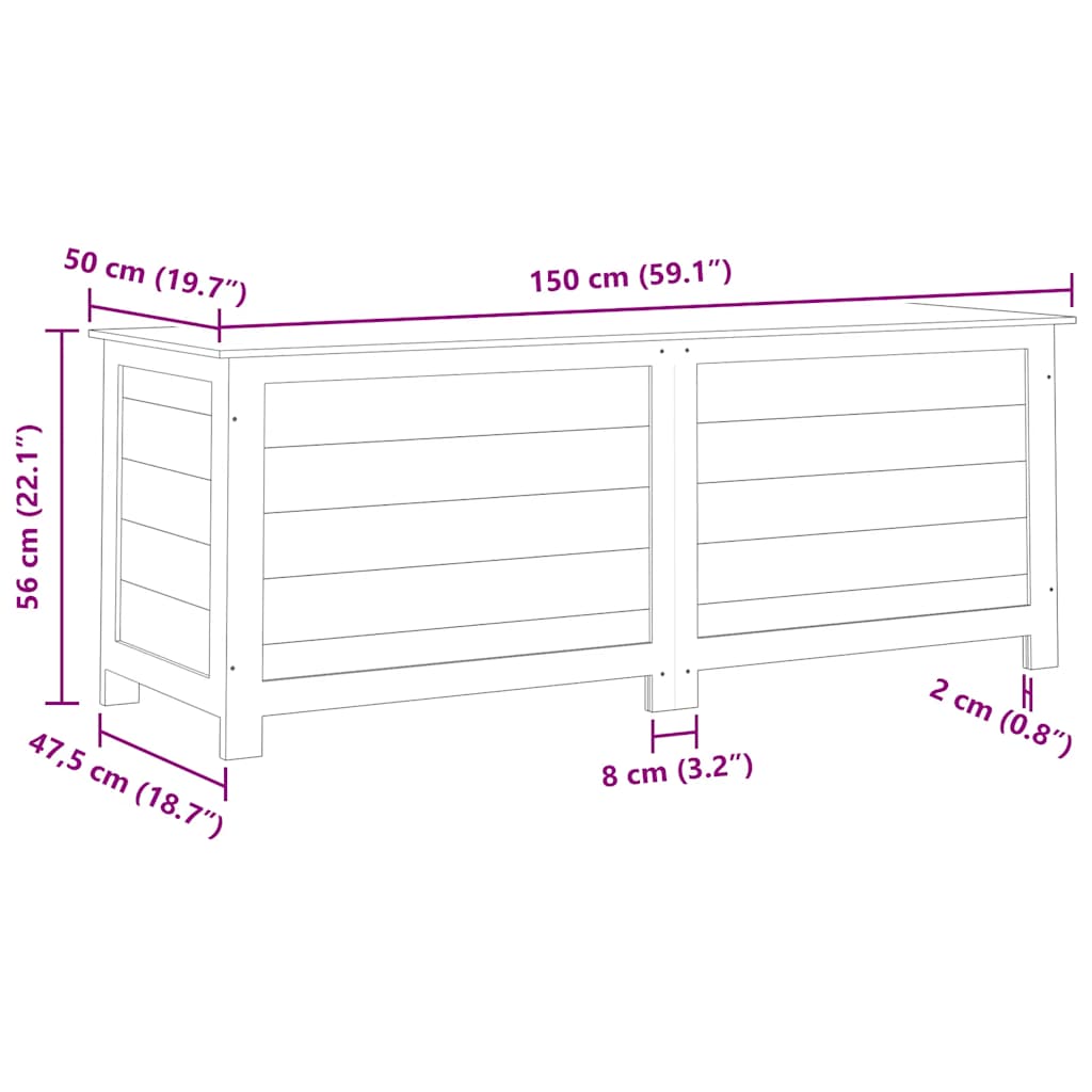 Outdoor-Kissenbox 50x50x56 cm Massivholz Tanne