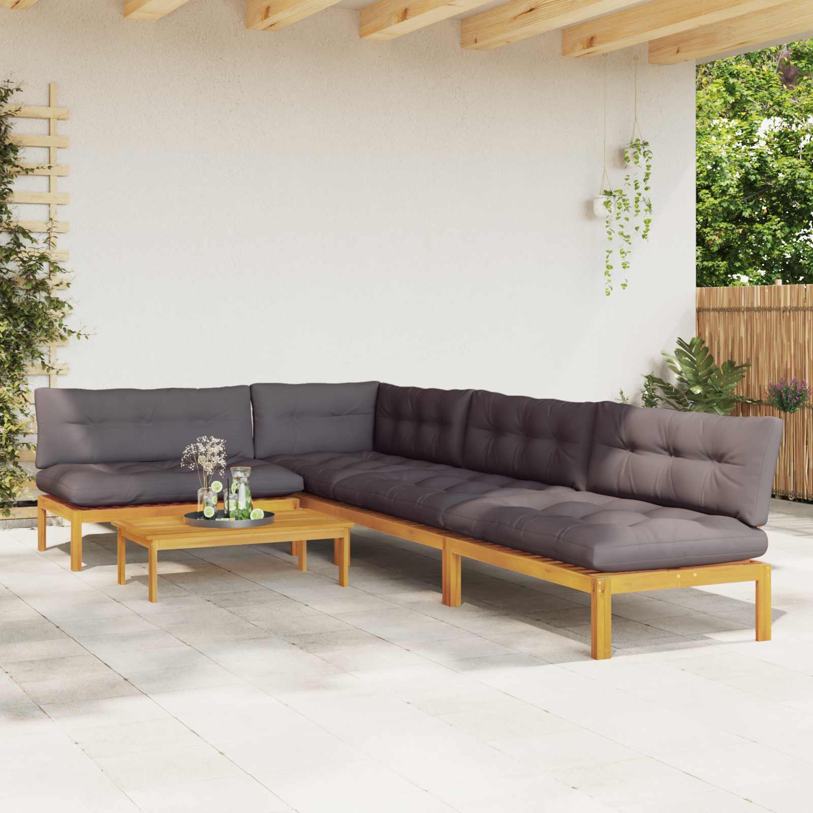 3-tlg. Garten-Sofagarnitur aus Paletten Massivholz Akazie