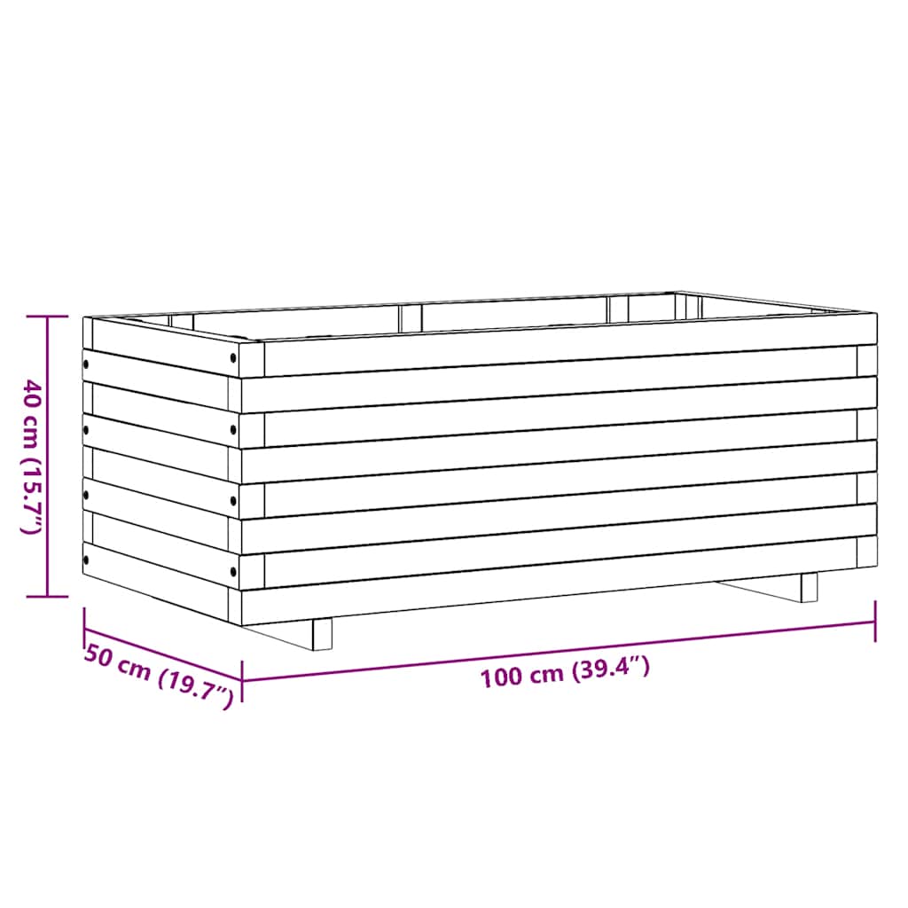 Hochbeet 100x50x40 cm Holz Rechteckig