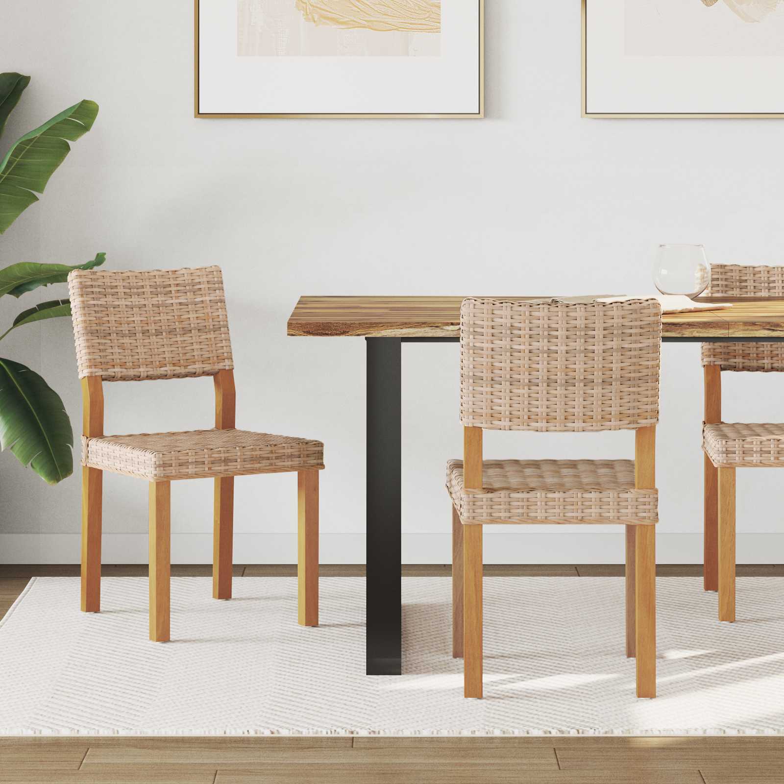 Esszimmerstuhl 2 pcs Kubu Rattan Weiß gewaschen 46 x 55 x 84 cm