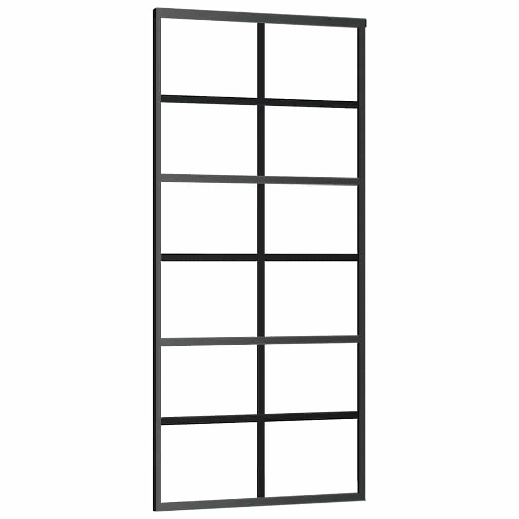 Schiebetür 3-teilig ESG-Glas und Aluminium 76x205 cm Schwarz