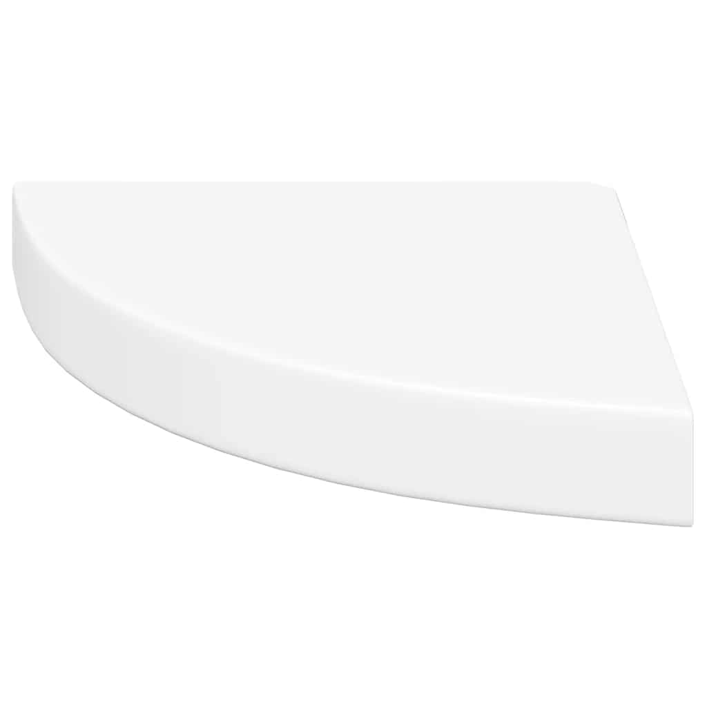Schwebende Eckregale 2 Stk. Hochglanz-Weiß 25x25x3,8 cm MDF