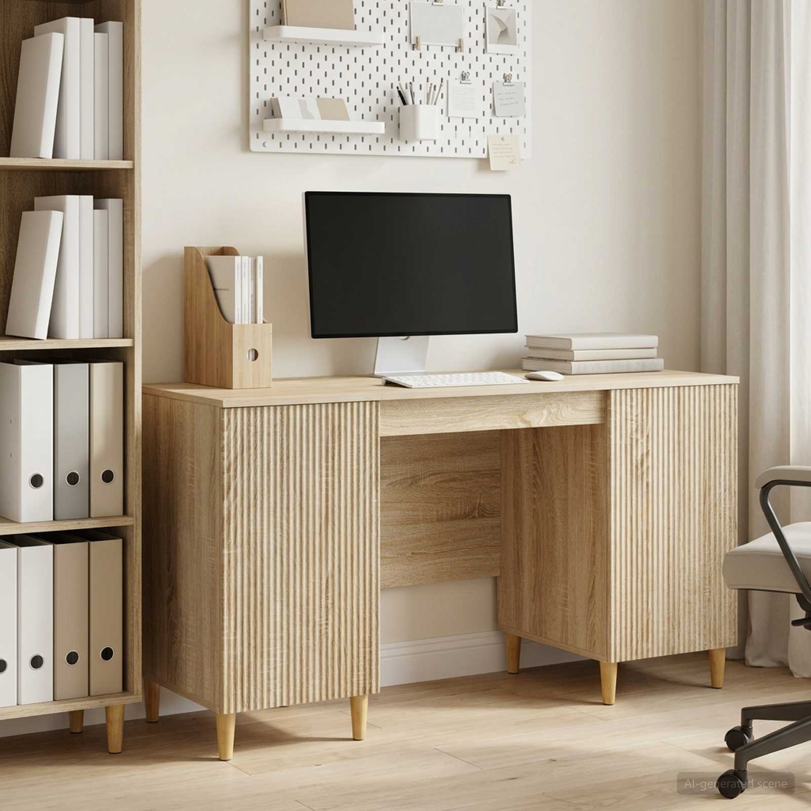 Schreibtisch mit Regal Schwarz 142,5 x 50 x 75 cm Holzwerkstoff
