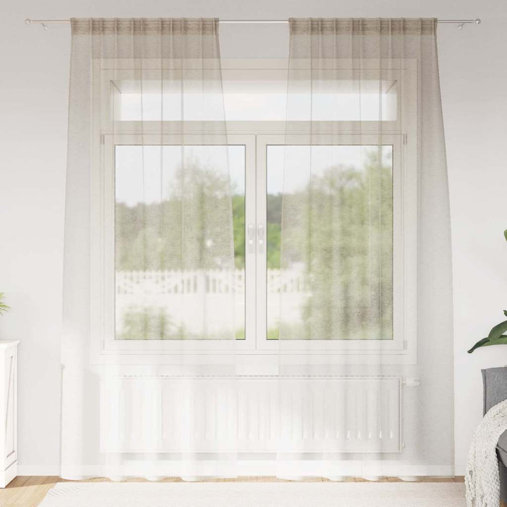 Voile-Vorhang mit Vorhängen 2 pcs Weiß 140 x 140 cm Polyester