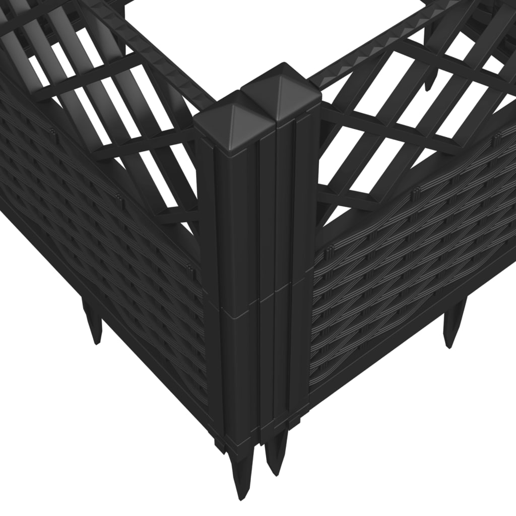 Pflanzkasten mit Erdspießen Schwarz 42,5x42,5x28,5 cm PP
