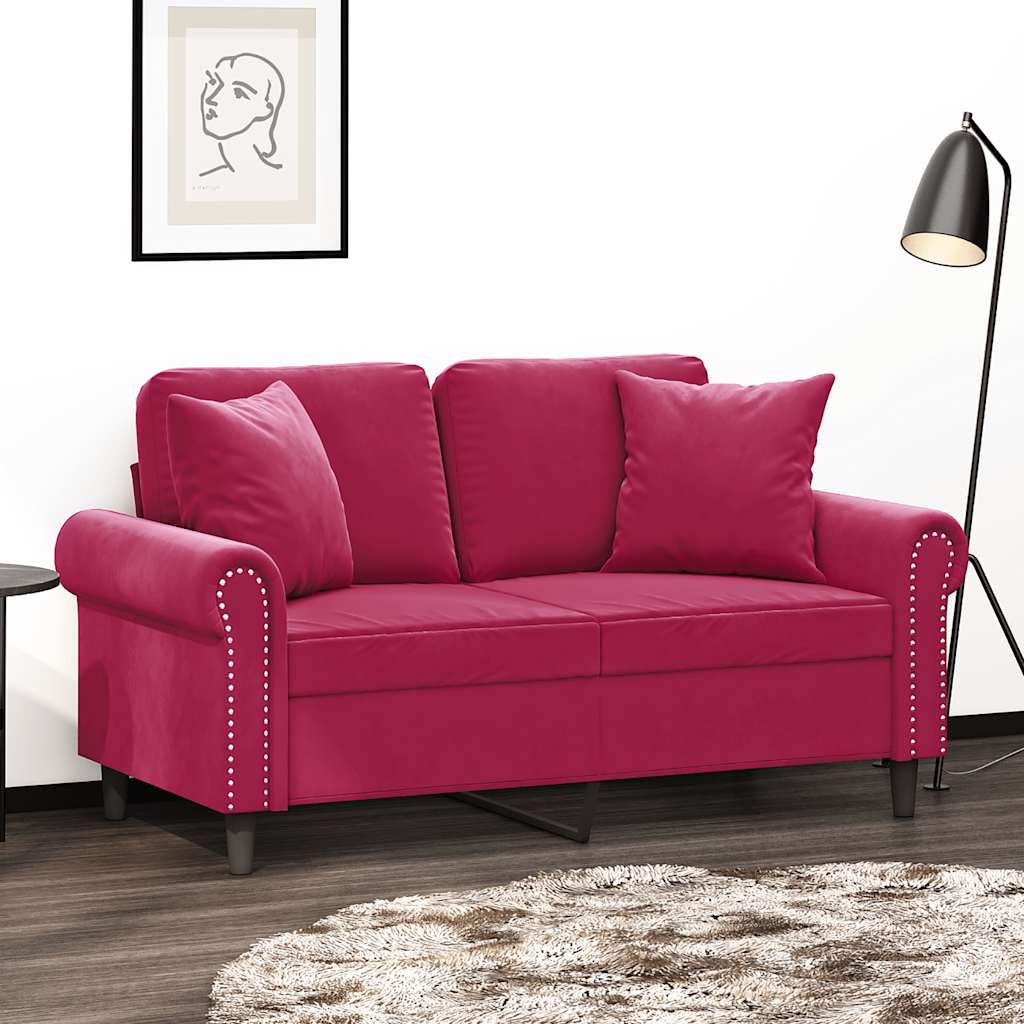 2-Sitzer-Sofa mit Zierkissen Dunkelgrün 120 cm Samt