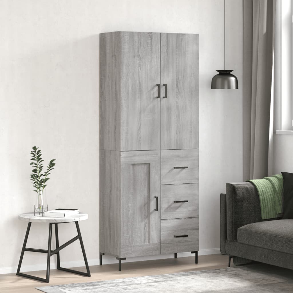Highboard Betongrau 69,5x34x180 cm Holzwerkstoff