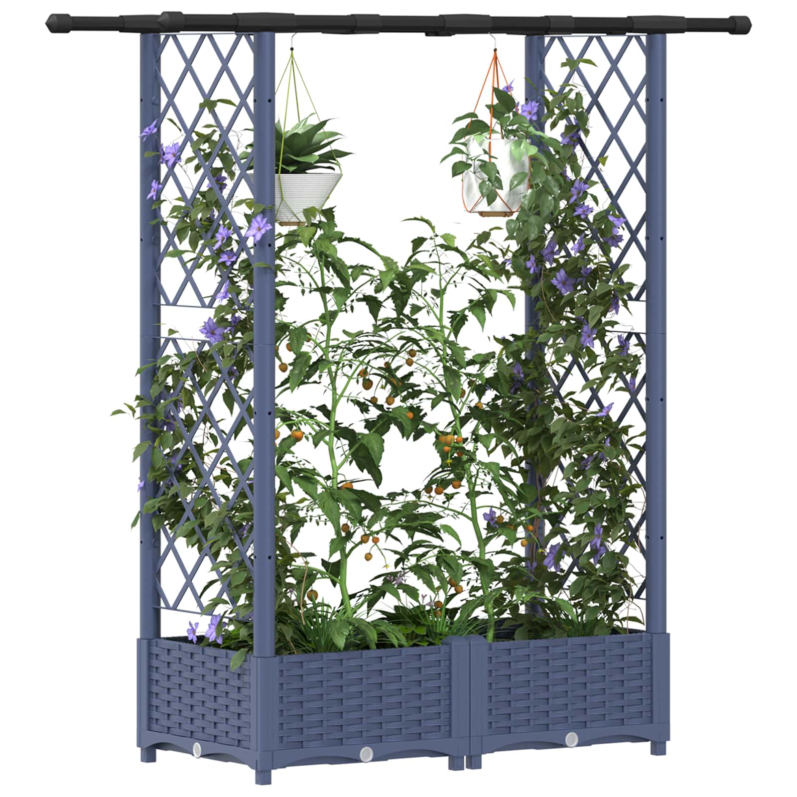 Hochbeet mit Rankgitter und Dach Braun 124 x 40 x 123 cm PP