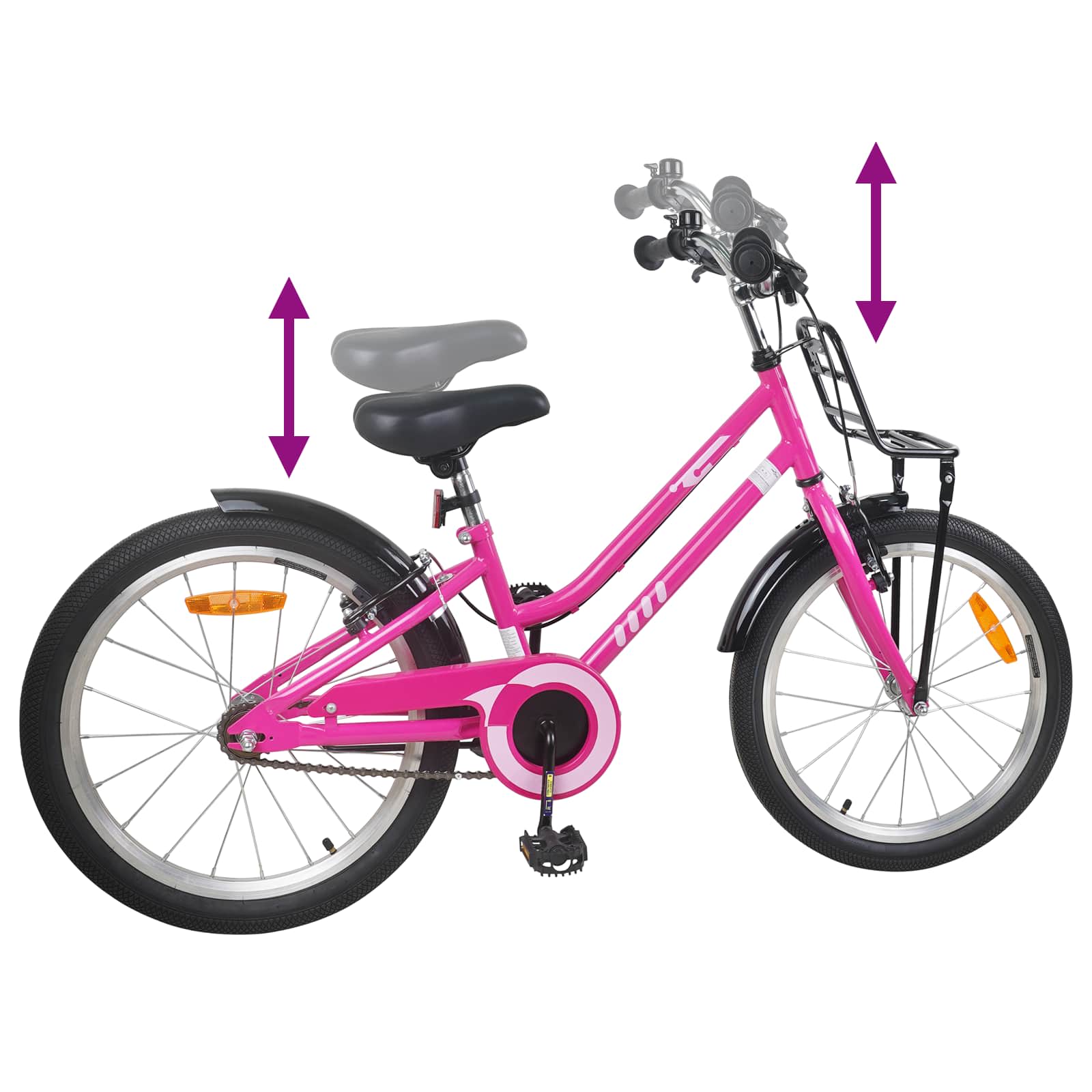 Kinderfahrrad 12 Zoll für 2-4 Jahre alt Rosa und Schwarz