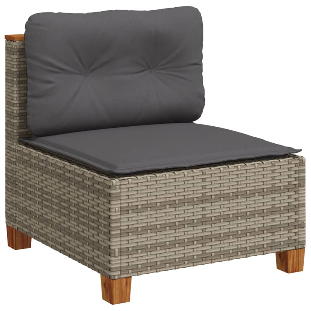 10-tlg. Garten-Sofagarnitur mit Kissen Beige Poly Rattan