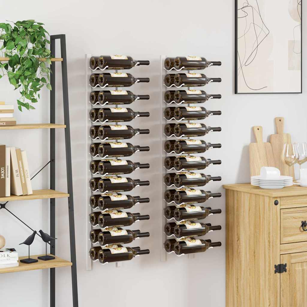 Wand-Weinregal für 24 Flaschen Schwarz Eisen
