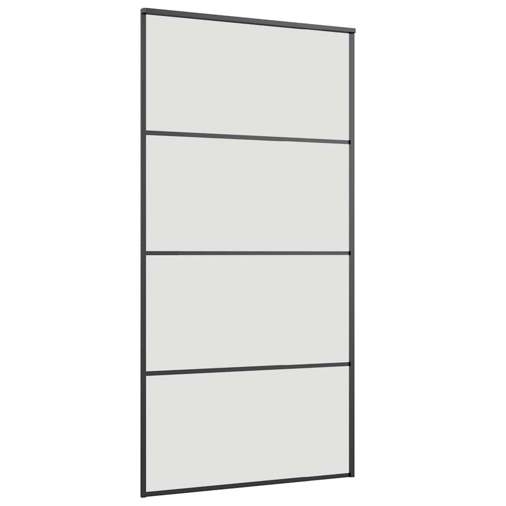 Schiebetür mit Beschlag Schwarz 76x205 cm ESG-Glas