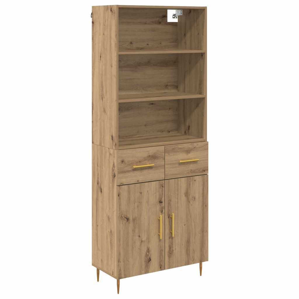 Highboard Hochglanz-Weiß 69,5x34x180 cm Holzwerkstoff
