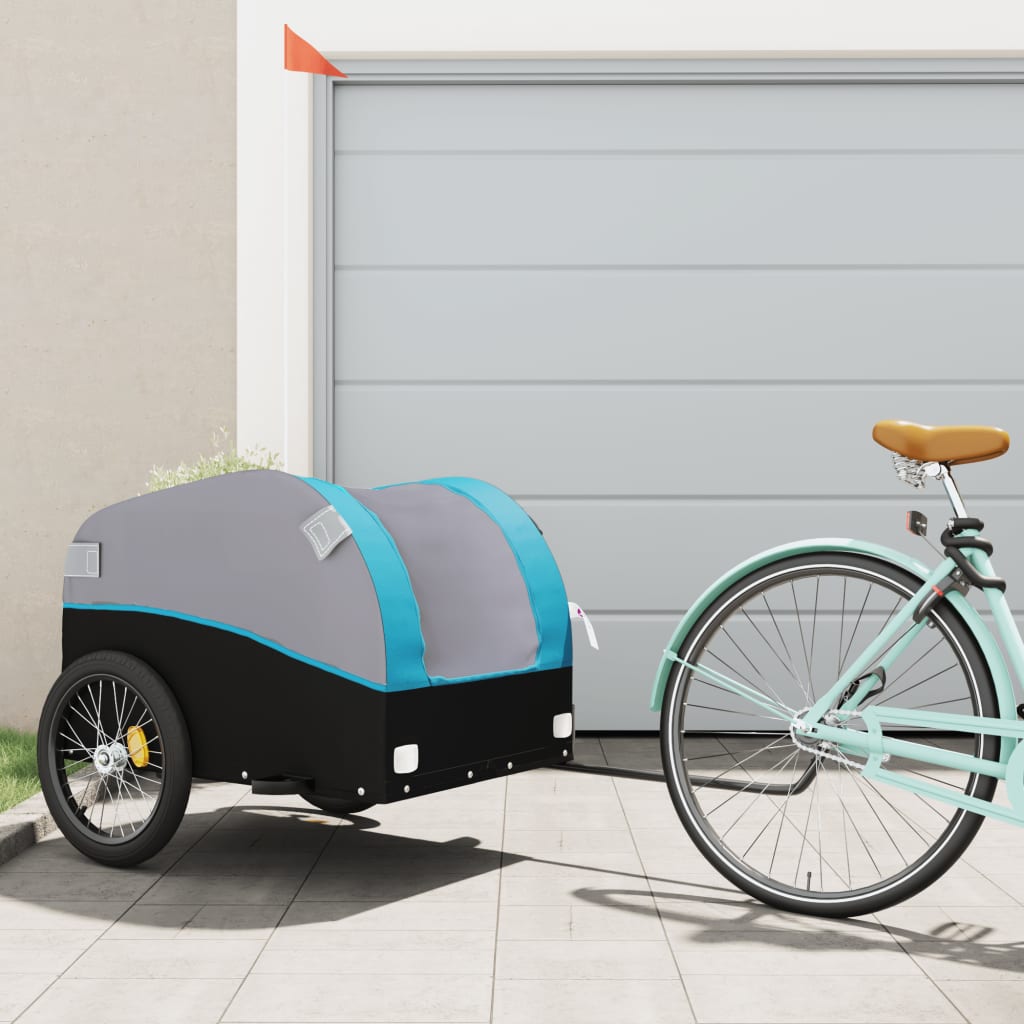 Fahrradanhänger Schwarz und Orange 30 kg Eisen