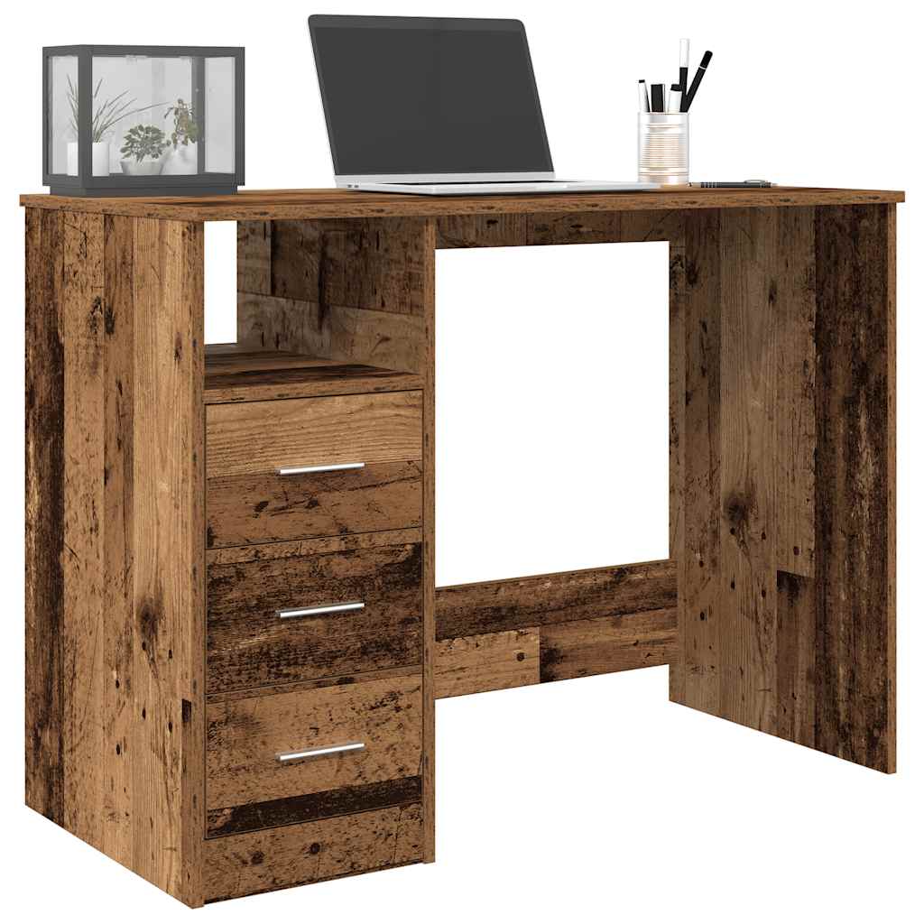 Schreibtisch mit Schubladen Weiß 102x50x76 cm Holzwerkstoff