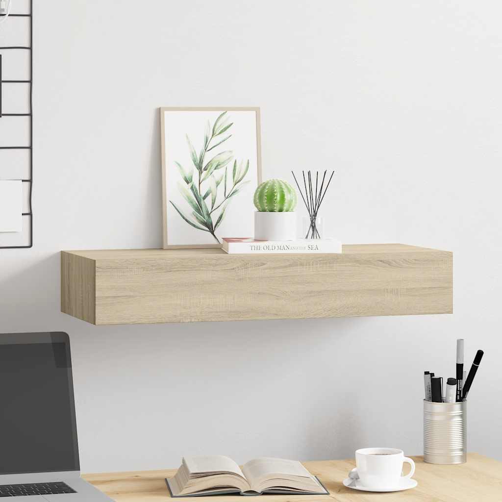Wandregal mit Schublade Weiß 40x23,5x10 cm MDF