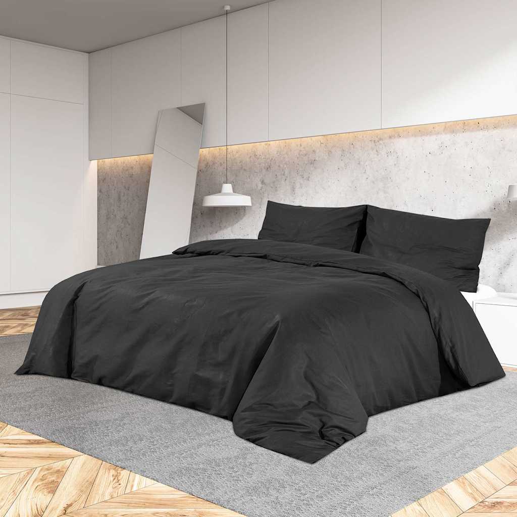Bettwäsche-Set Anthrazit 140x200 cm Leichte Mikrofaser