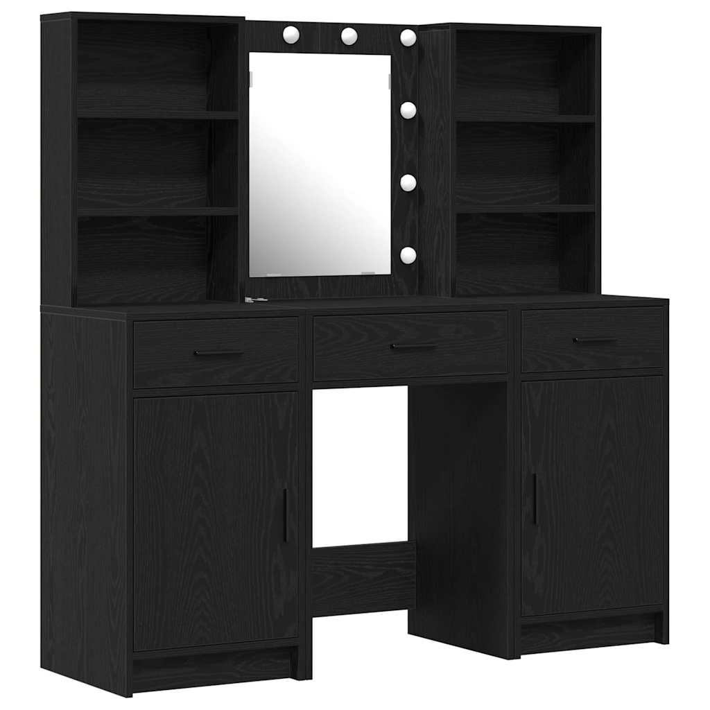 Schminktischset mit LED mit Schubladen 3 pcs Weiß Holzwerkstoff