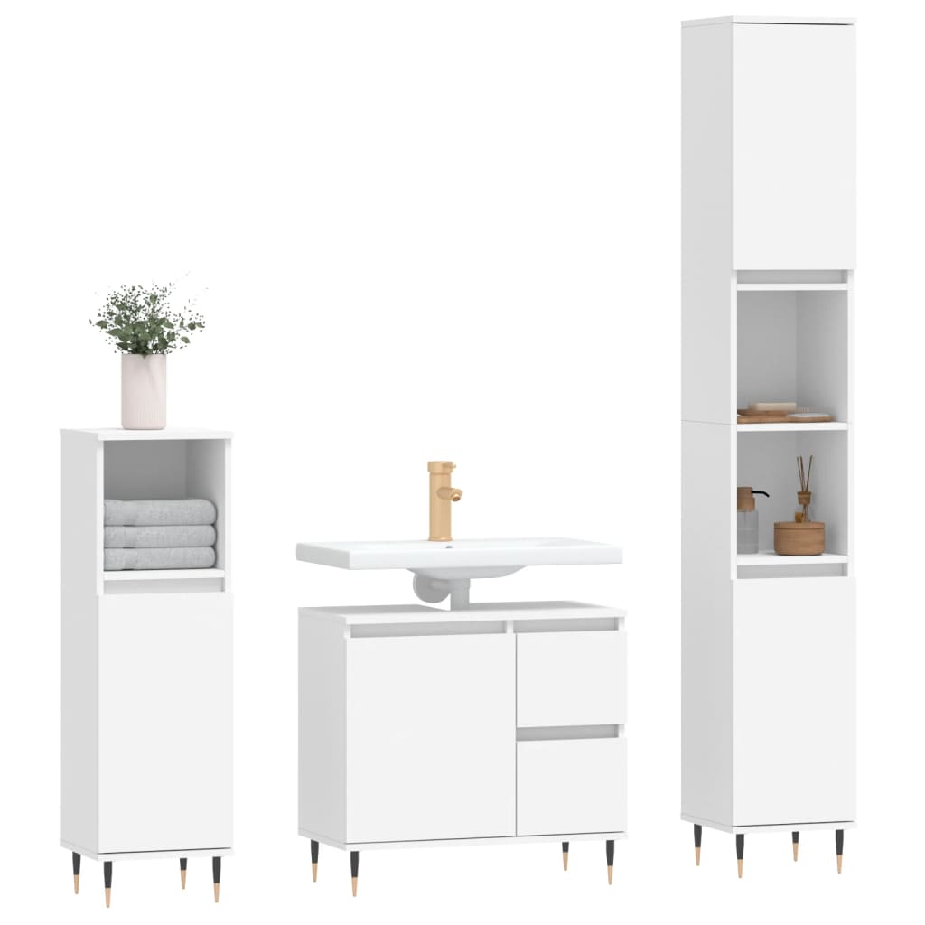 3-tlg. Badmöbel-Set Räuchereiche Holzwerkstoff