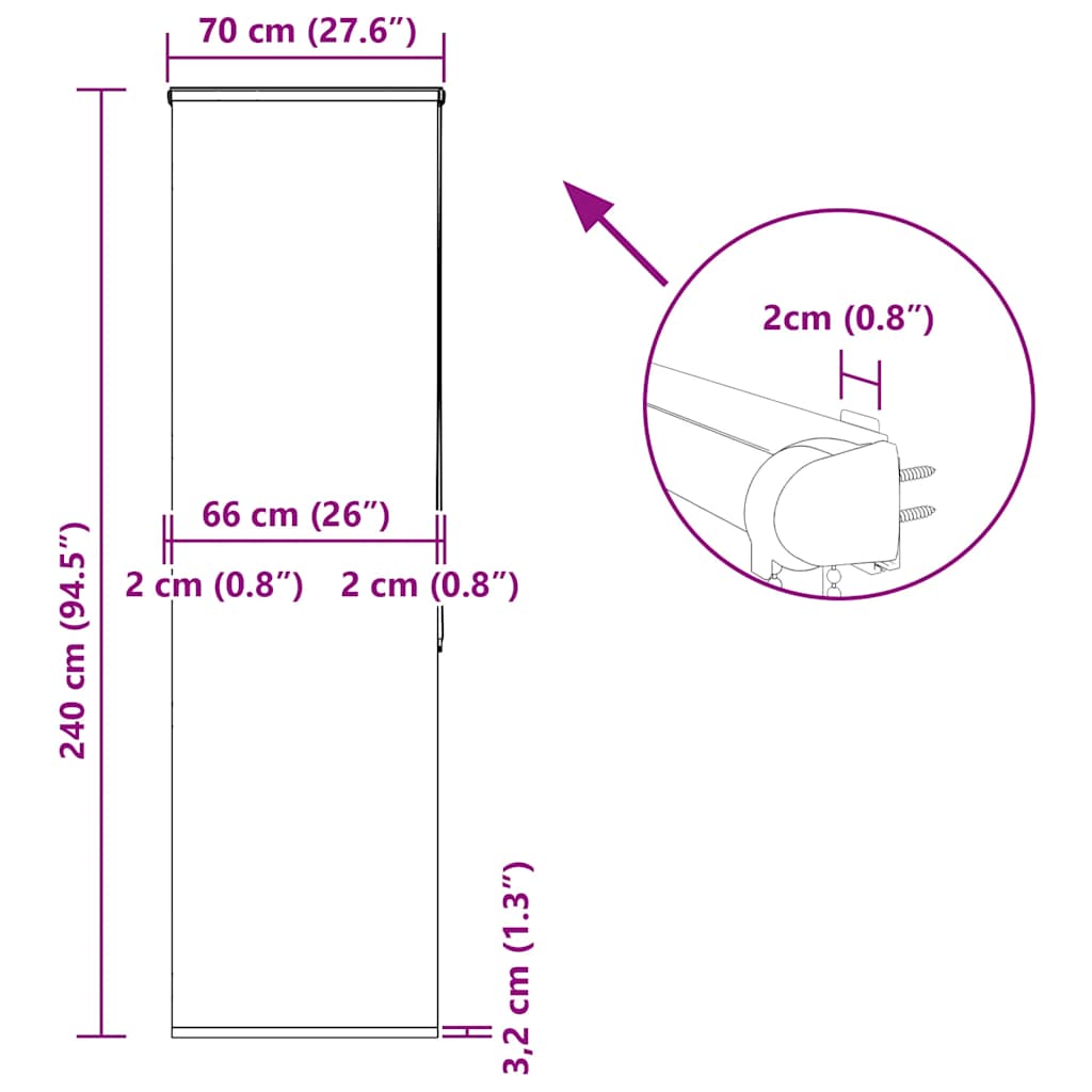 Duschrollo 60x240 cm Stoffbreite 56 cm