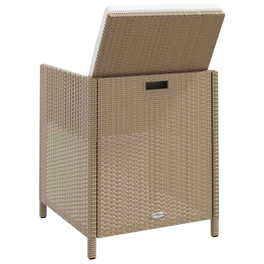 4-tlg. Gartenstuhl und Hocker Set Poly Rattan Schwarz