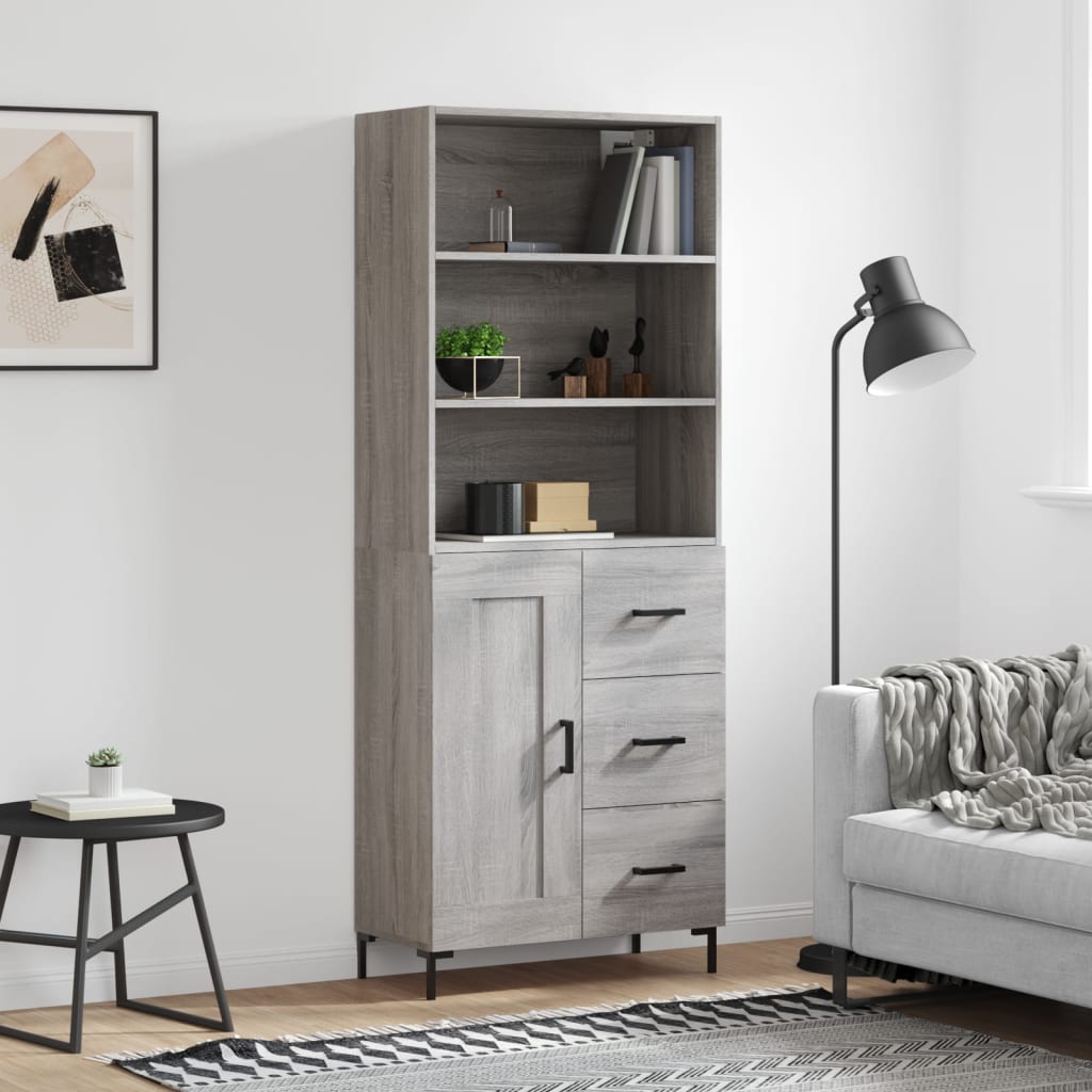 Highboard Hochglanz-Weiß 69,5x34x180 cm Holzwerkstoff