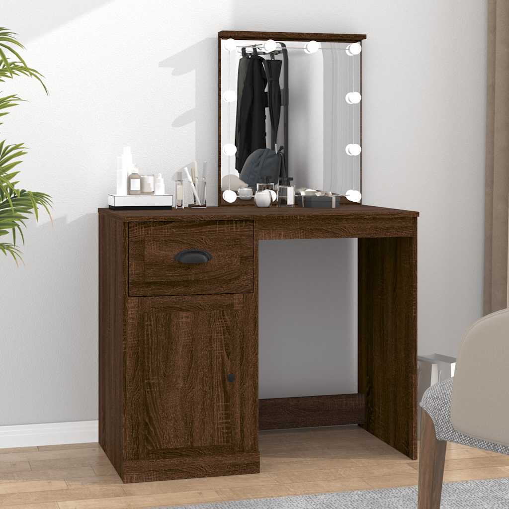 Schminktisch mit Spiegel Weiß 90x50x132,5 cm Holzwerkstoff