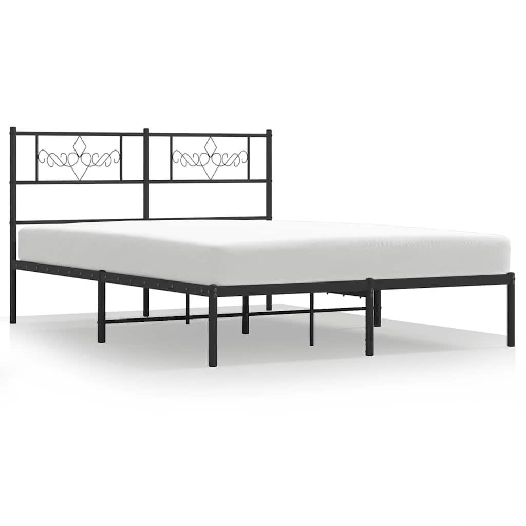 Bettgestell mit Kopfteil Metall Schwarz 100x190 cm