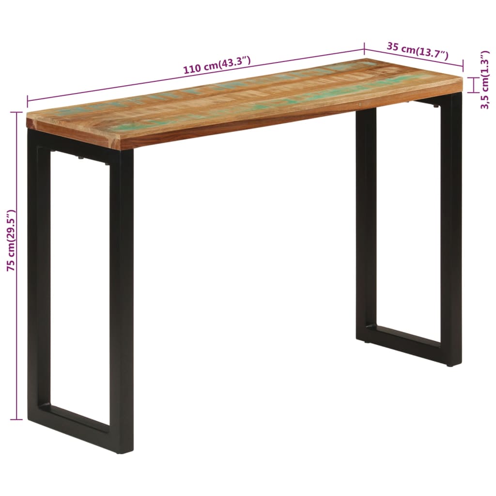 Konsolentisch 120x35x76 cm Stahl und Massivholz Mango