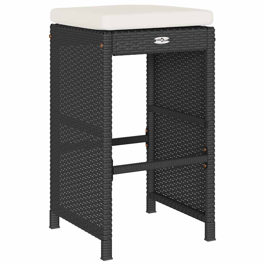 Garten-Barhocker mit Kissen 2 Stk. Braun Poly Rattan
