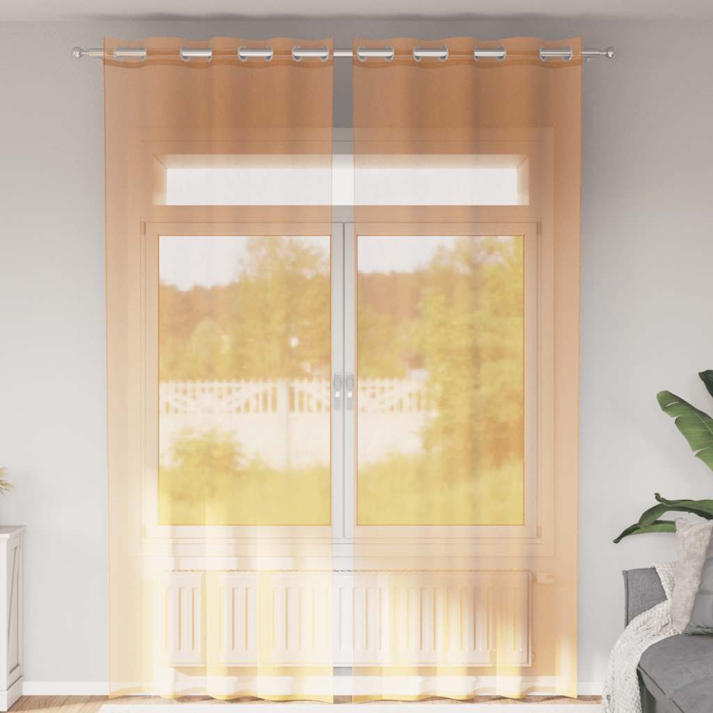Voile Vorhänge mit Ösen 2 Stk. Apfelgrün 140x140 cm