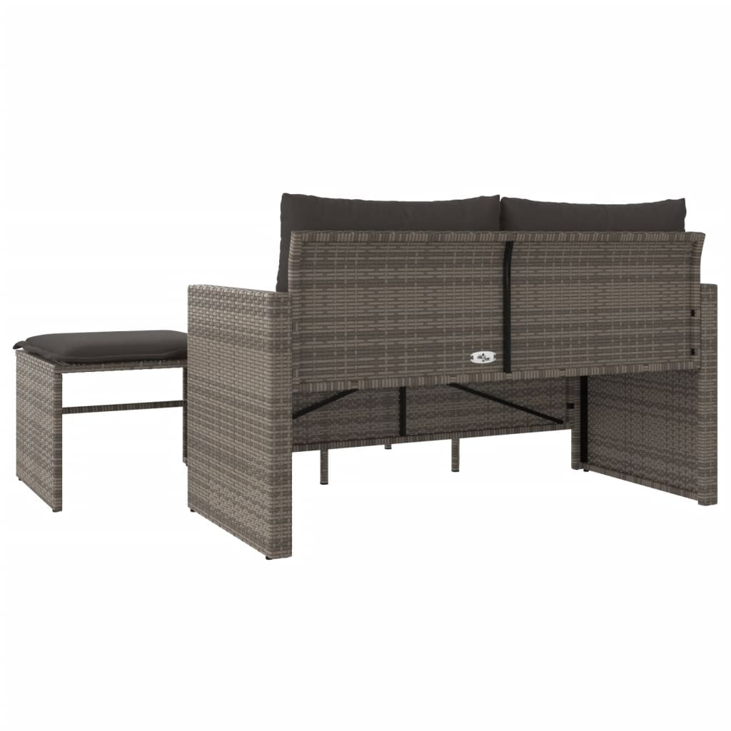 3-tlg. Garten-Sofagarnitur mit Kissen Schwarz Poly Rattan