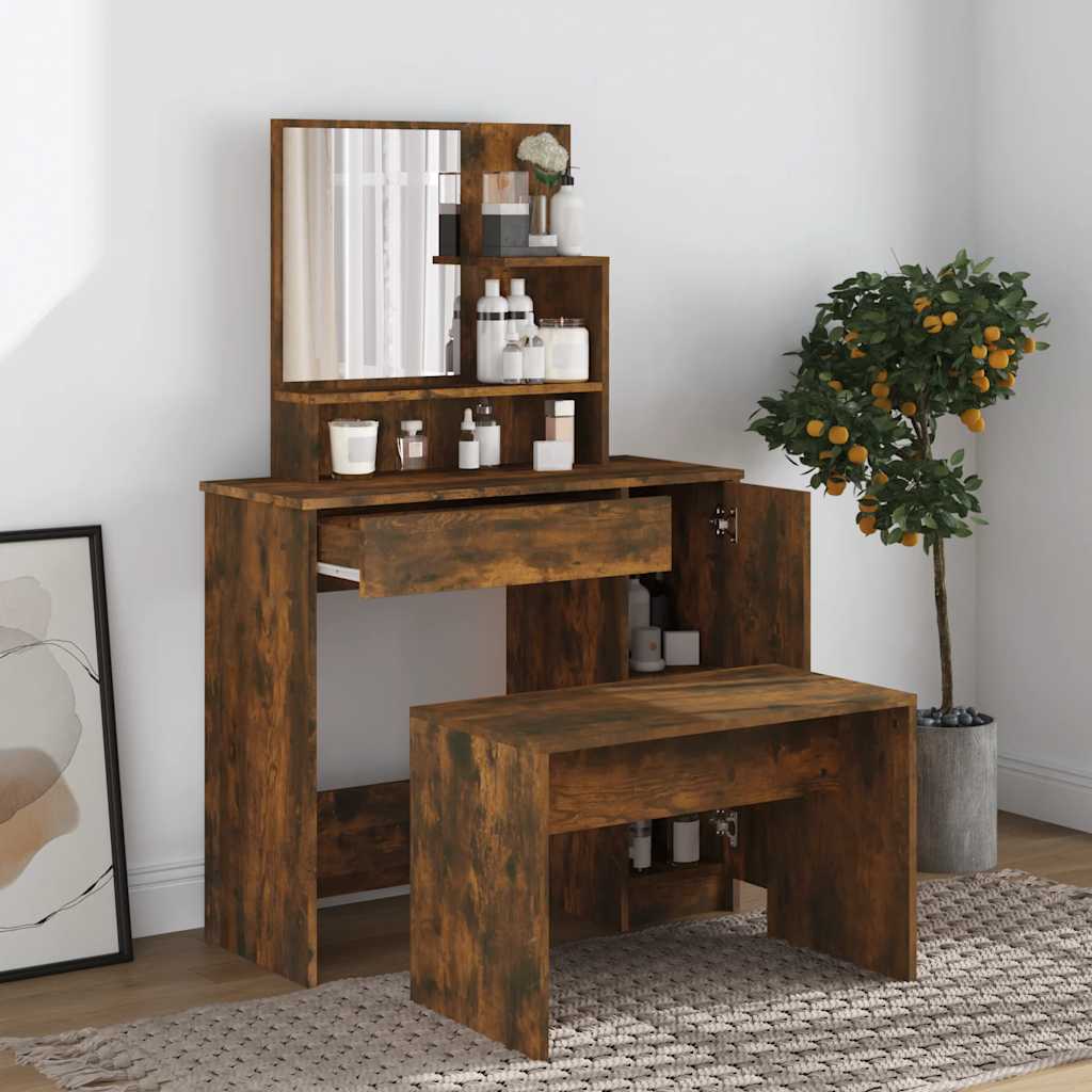 Schminktisch mit Spiegel Weiß 86,5x35x136 cm