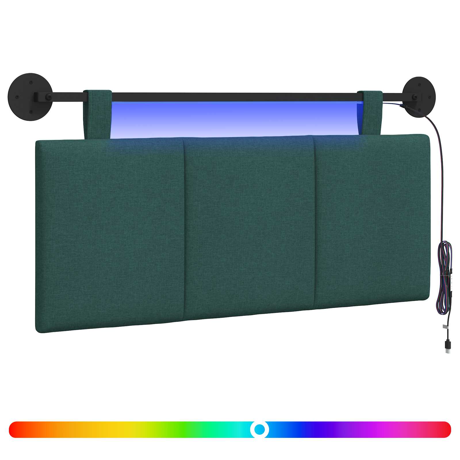 Hängendes Kopfteil Mit LED Licht Wolkengrau Stoff