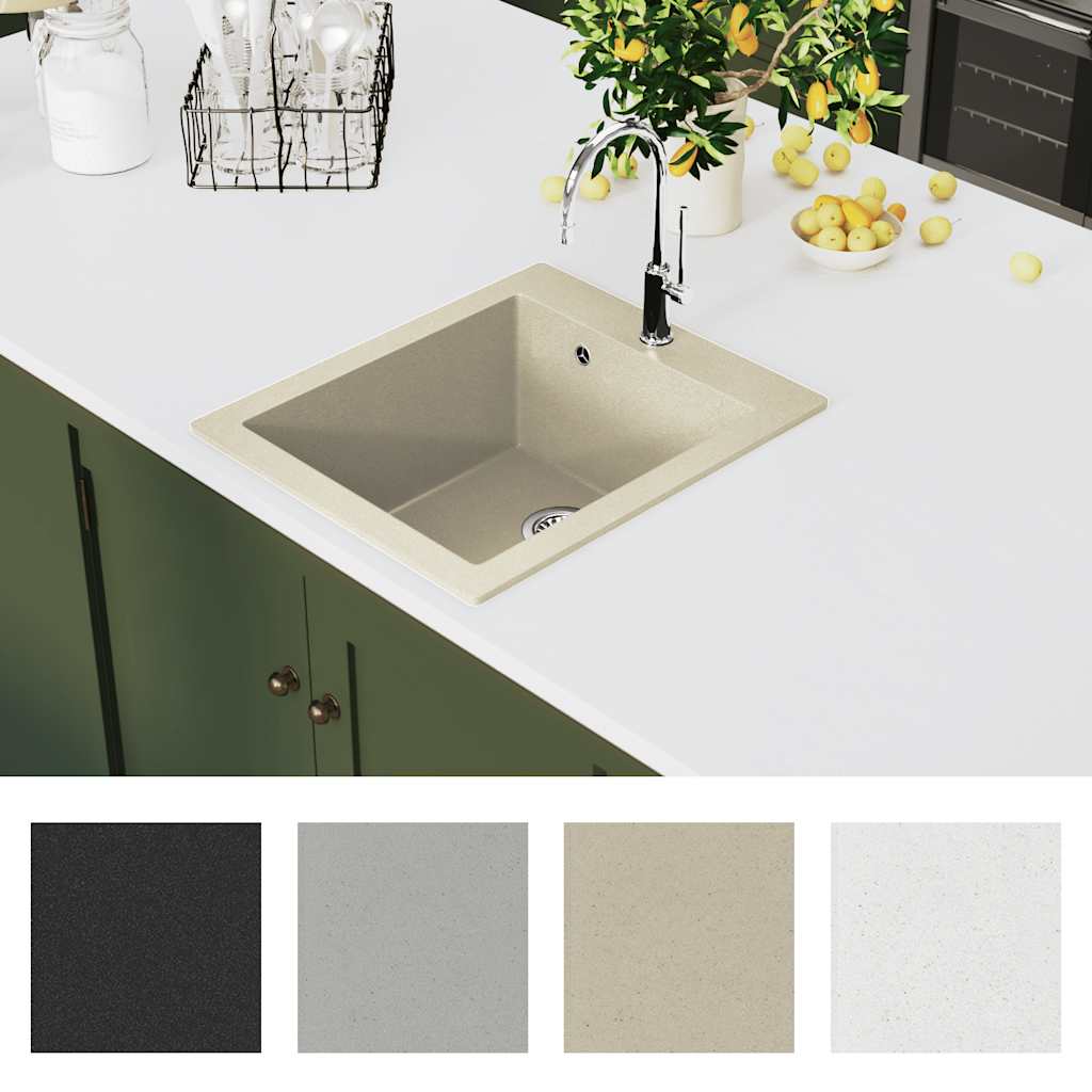 Granitspüle Einzelbecken Schwarz