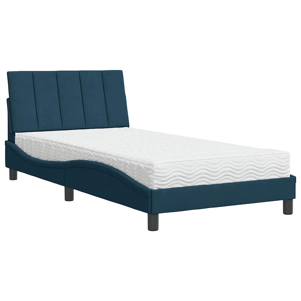 Bett mit Matratze "Hanko" Hellgrau 80x200 cm Samt