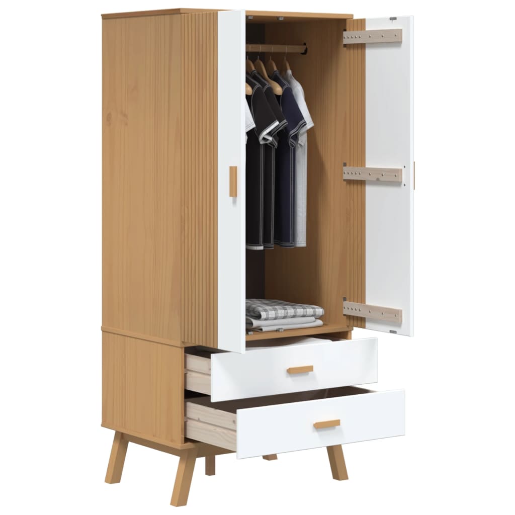 Kleiderschrank OLDEN Braun 76,5x53x172 cm Massivholz Kiefer