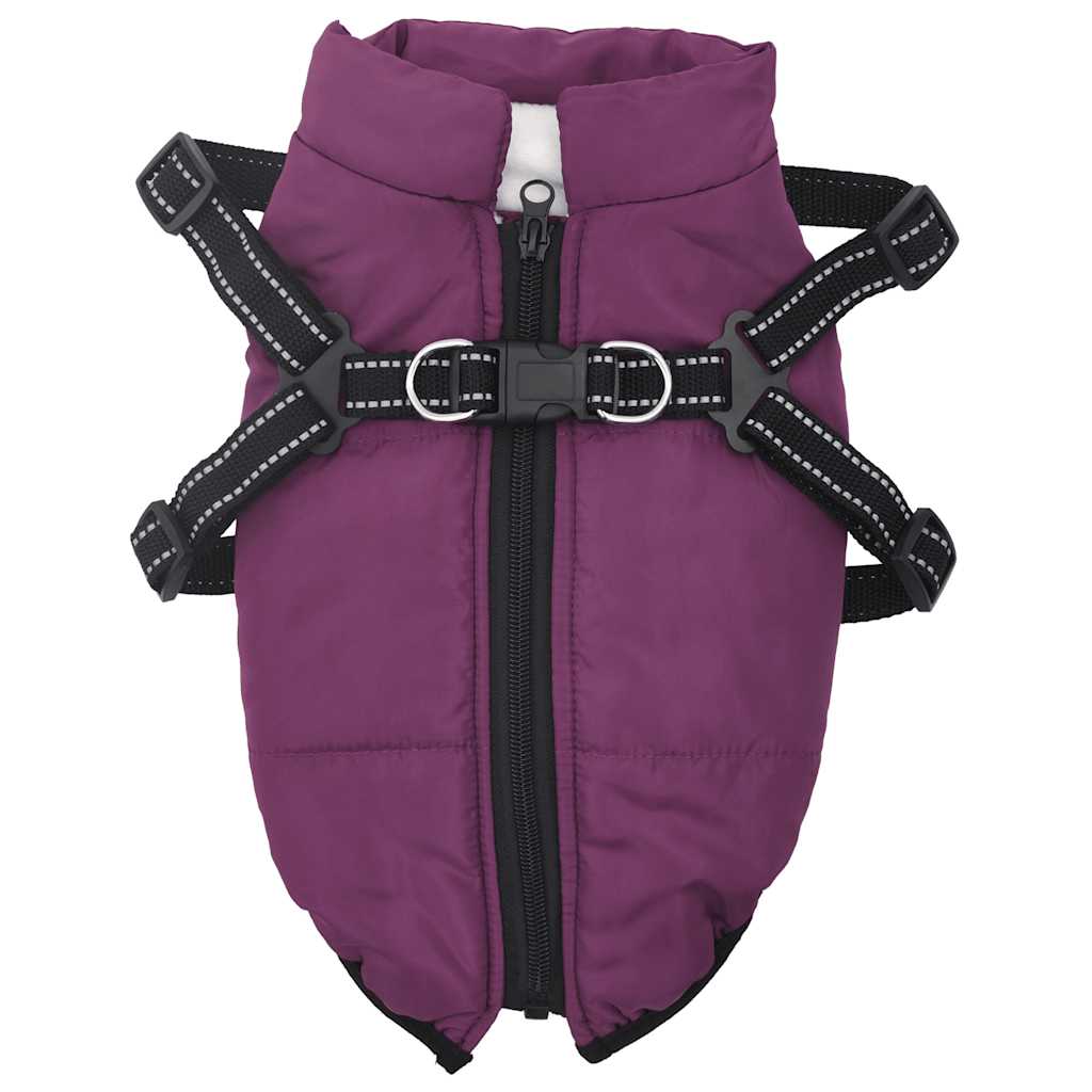 Hundemantel mit Geschirr Wasserdicht Reflektierend Lila L48
