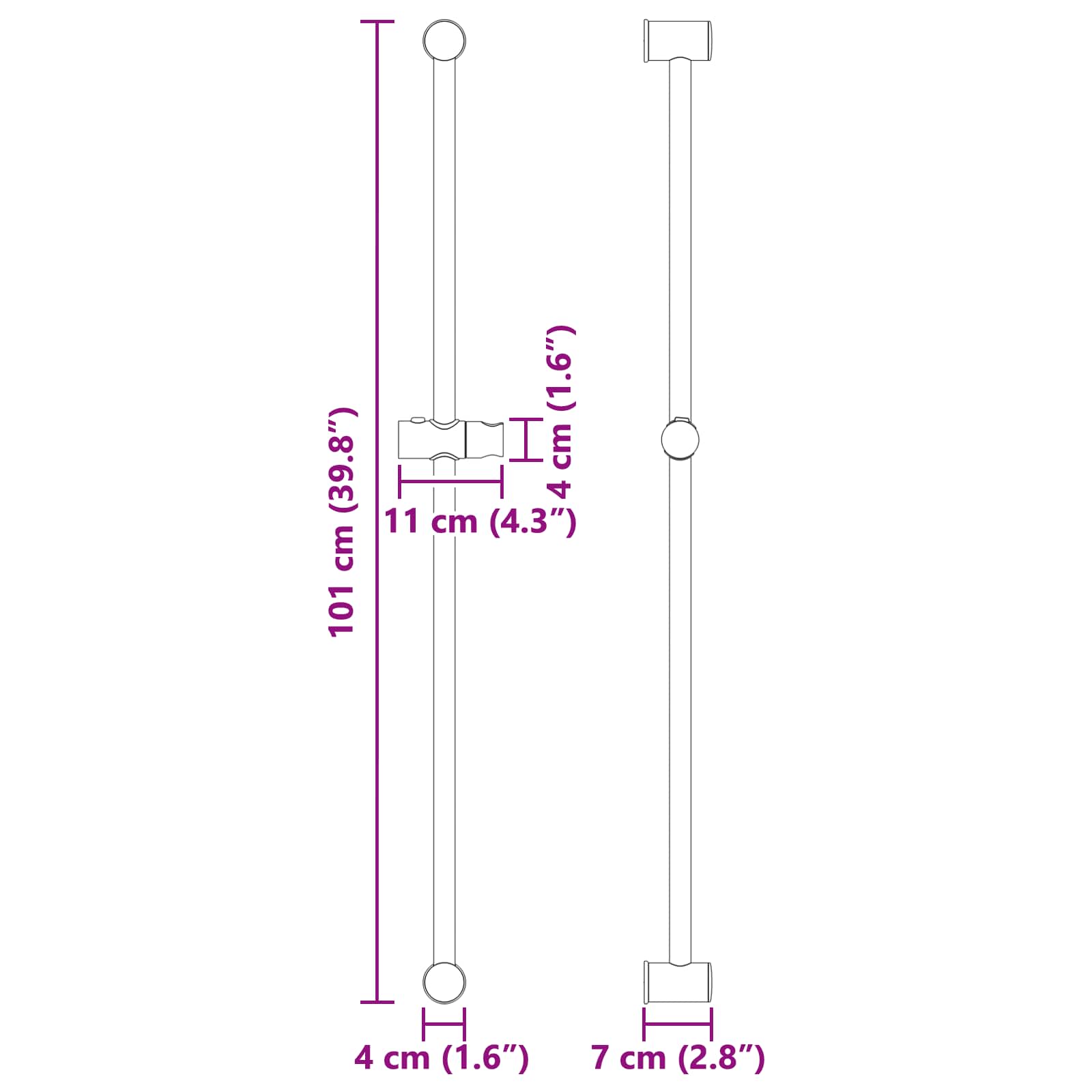 Duschkopfhalter Chrom 71 cm Edelstahl