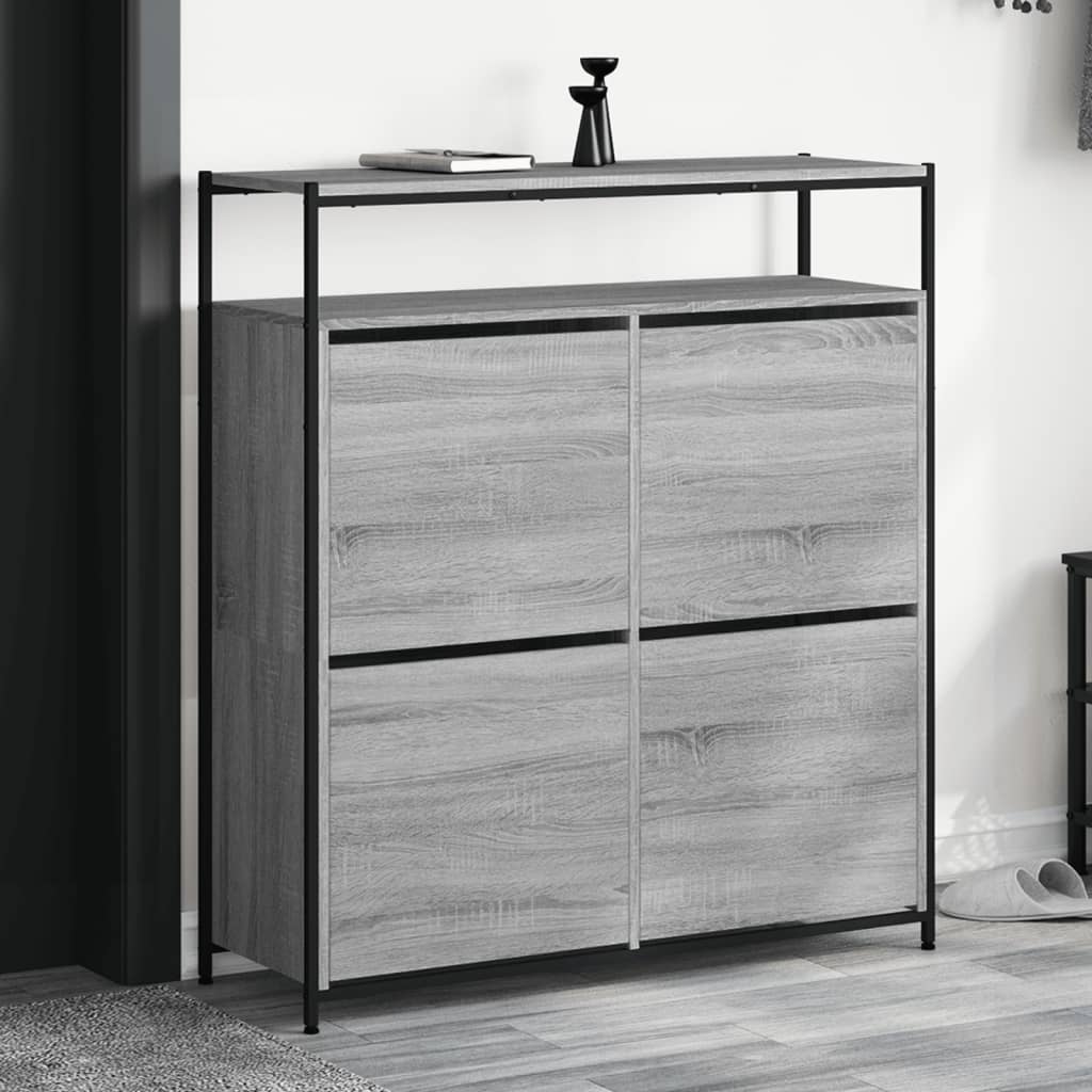 Schuhschrank mit 4 Klappen Sonoma-Eiche 100x34x112 cm