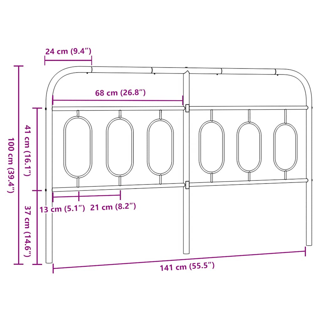 Ersatz-Kopfteil Metall Schwarz 75 cm