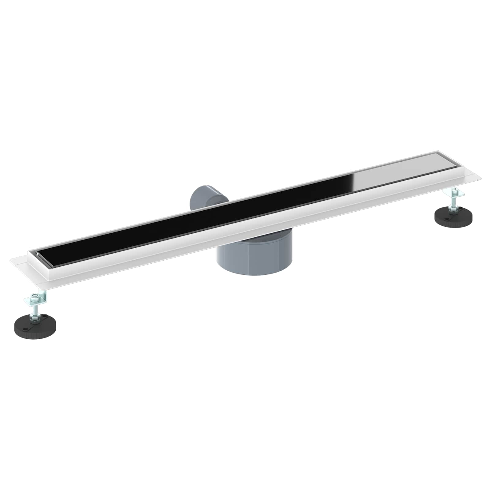 Duschabfluss mit Glashülle und 360° Siphon Schwarz 50 cm