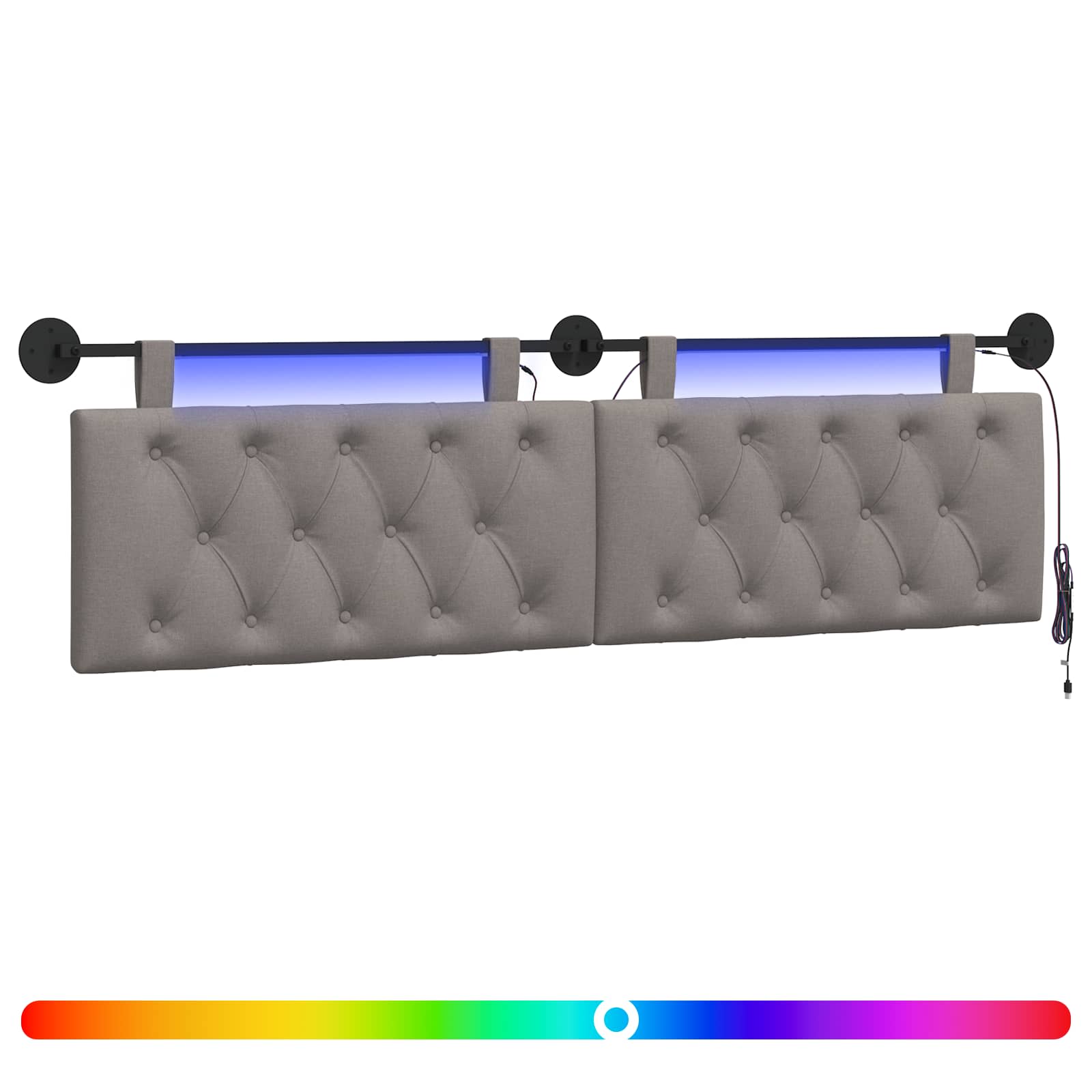 Hängendes Kopfteil Mit LED Licht Wolkengrau Stoff
